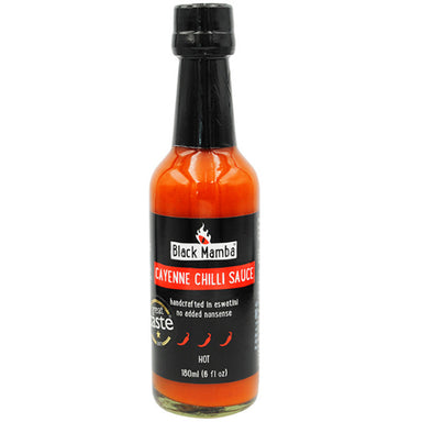 Black Mamba Cayenne Chilli Sauce made with the best Eswatini hot cayenne chillies for the fiery taste of Africa