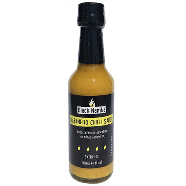 Black Mamba Habanero Chilli Sauce with Eswatini habanero for an extra hot bite, African flavour meets the Caribbean