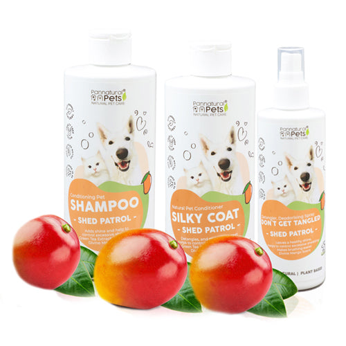 Combo: Shed Patrol Mango Pet Conditioner + Shed Patrol Mango Pet Shampoo + Shed Patrol Mango Don't Get Tangled Pet Spray (SAVE 20%)