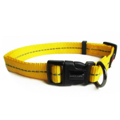 Large Dog's Life Reflective Supersoft Webbing Collar (Yellow) - dog collar for supreme comfort and safety