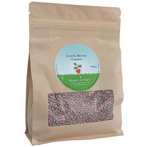 Organic At Heart 100% Organic Lentils (Brown) (500g) GMO-free and gluten-free suitable for vegetarians and vegans.