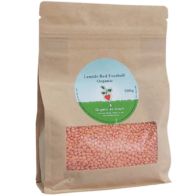 Organic At Heart 100% Organic Lentils (Red) (500g) GMO-free and gluten-free suitable for vegetarians and vegans.